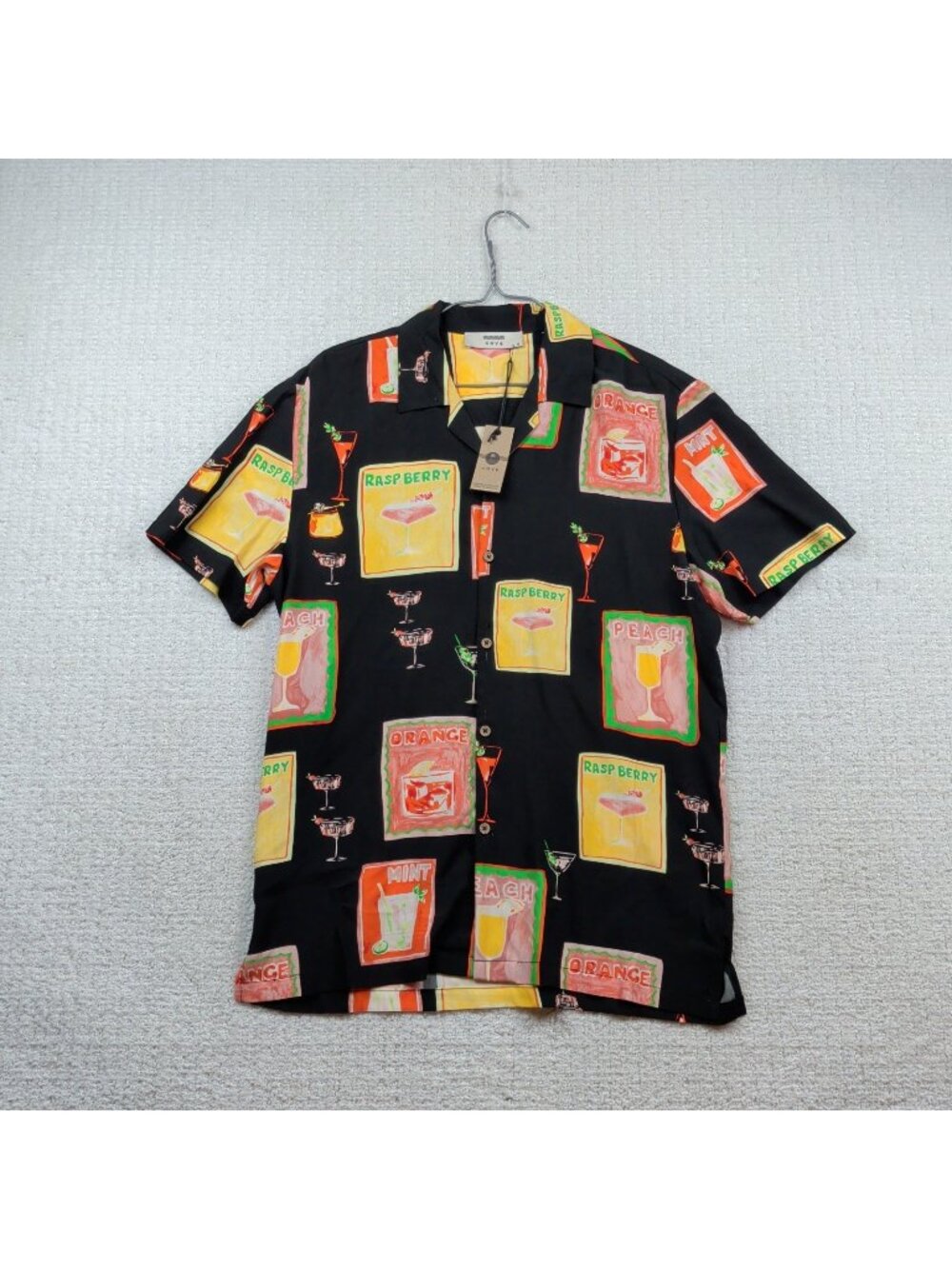 Cove Australia Cocktail Martini AOP Button Up Shirt Retro Vintage Style Men Sz S
